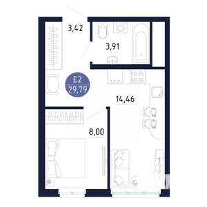 1-к квартира, вторичка, 30м2, 20/25 этаж