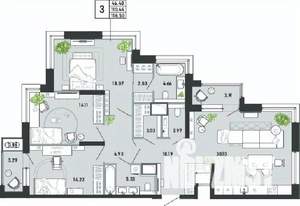 3-к квартира, вторичка, 119м2, 7/21 этаж