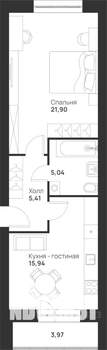 1-к квартира, вторичка, 49м2, 3/5 этаж