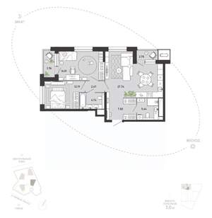 2-к квартира, вторичка, 83м2, 17/21 этаж