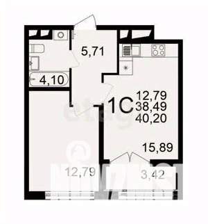1-к квартира, вторичка, 40м2, 10/18 этаж