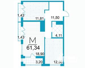 2-к квартира, строящийся дом, 61м2, 24/25 этаж