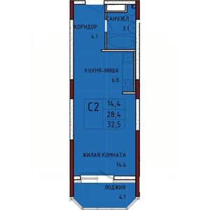 Студия квартира, строящийся дом, 33м2, 8/17 этаж