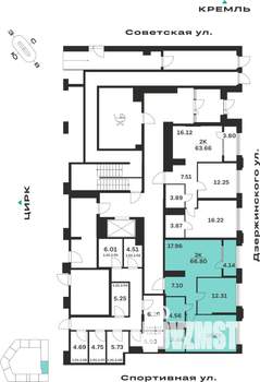 2-к квартира, вторичка, 67м2, 1/10 этаж