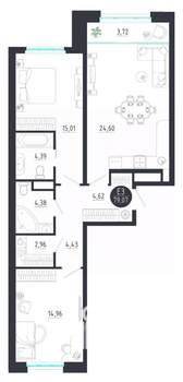 2-к квартира, строящийся дом, 79м2, 8/8 этаж