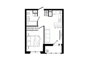 1-к квартира, строящийся дом, 38м2, 24/25 этаж
