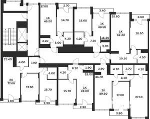1-к квартира, вторичка, 47м2, 5/9 этаж