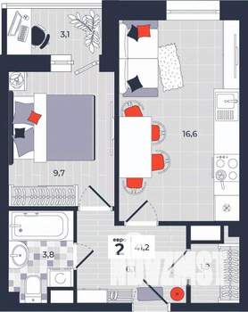 2-к квартира, вторичка, 41м2, 12/14 этаж
