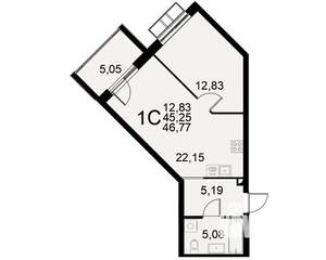 1-к квартира, строящийся дом, 45м2, 11/11 этаж