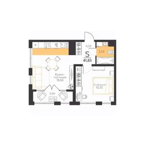 1-к квартира, вторичка, 42м2, 3/5 этаж