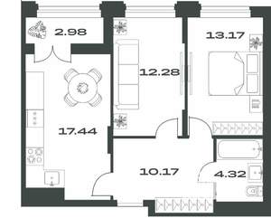 2-к квартира, вторичка, 60м2, 10/15 этаж