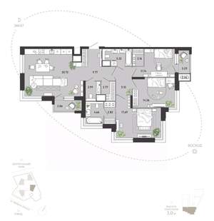 3-к квартира, вторичка, 118м2, 4/21 этаж