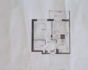 1-к квартира, вторичка, 38м2, 3/8 этаж