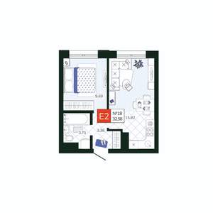 1-к квартира, вторичка, 33м2, 3/19 этаж