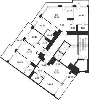 2-к квартира, вторичка, 91м2, 9/10 этаж