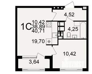 1-к квартира, вторичка, 41м2, 13/20 этаж