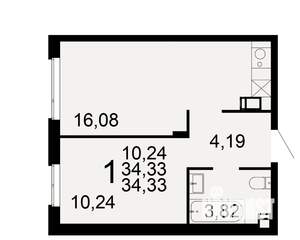 1-к квартира, вторичка, 34м2, 4/10 этаж