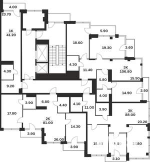 3-к квартира, вторичка, 88м2, 6/9 этаж