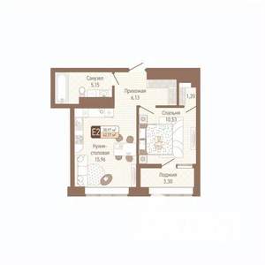 1-к квартира, вторичка, 41м2, 7/14 этаж