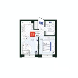 1-к квартира, вторичка, 34м2, 2/19 этаж