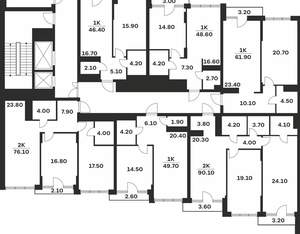 1-к квартира, вторичка, 46м2, 8/9 этаж
