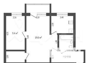 2-к квартира, вторичка, 45м2, 4/4 этаж