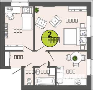 2-к квартира, строящийся дом, 41м2, 1/3 этаж
