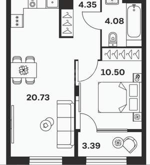 2-к квартира, вторичка, 32м2, 5/9 этаж