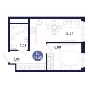 Студия квартира, строящийся дом, 30м2, 9/25 этаж