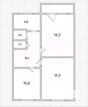 3-к квартира, вторичка, 64м2, 5/5 этаж