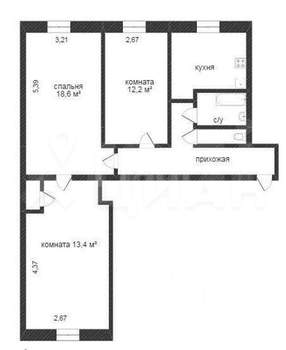 3-к квартира, вторичка, 72м2, 2/3 этаж