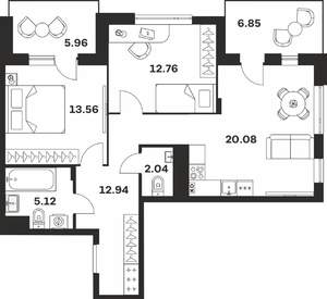 2-к квартира, вторичка, 79м2, 2/4 этаж