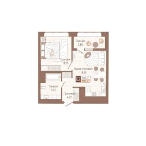 1-к квартира, строящийся дом, 38м2, 10/14 этаж