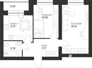 2-к квартира, вторичка, 52м2, 4/5 этаж