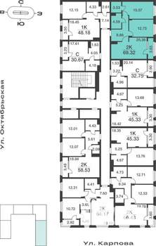 2-к квартира, вторичка, 69м2, 9/9 этаж