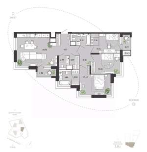 3-к квартира, вторичка, 118м2, 13/21 этаж