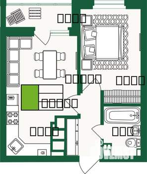 1-к квартира, строящийся дом, 40м2, 3/9 этаж