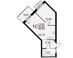 1-к квартира, вторичка, 47м2, 7/11 этаж