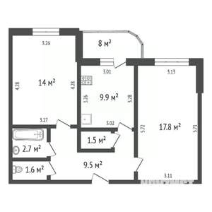 2-к квартира, вторичка, 57м2, 5/10 этаж