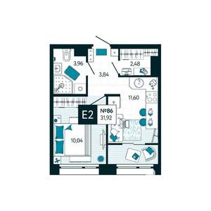 1-к квартира, вторичка, 32м2, 8/15 этаж