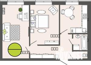 2-к квартира, строящийся дом, 51м2, 1/3 этаж