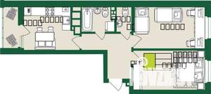 2-к квартира, строящийся дом, 57м2, 7/9 этаж