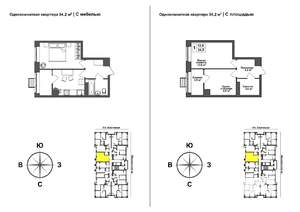 1-к квартира, вторичка, 34м2, 7/17 этаж