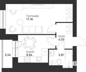 1-к квартира, строящийся дом, 36м2, 5/5 этаж