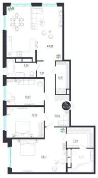 3-к квартира, строящийся дом, 143м2, 8/8 этаж