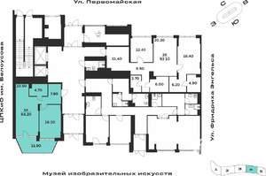1-к квартира, вторичка, 64м2, 1/9 этаж