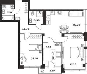 3-к квартира, вторичка, 88м2, 4/9 этаж