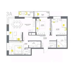 3-к квартира, вторичка, 98м2, 7/25 этаж