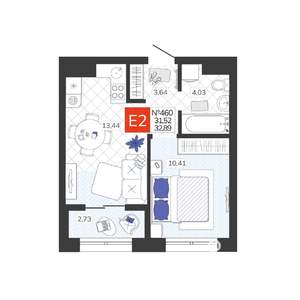 1-к квартира, вторичка, 33м2, 7/19 этаж