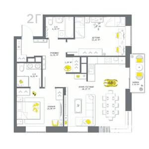 2-к квартира, вторичка, 83м2, 8/17 этаж